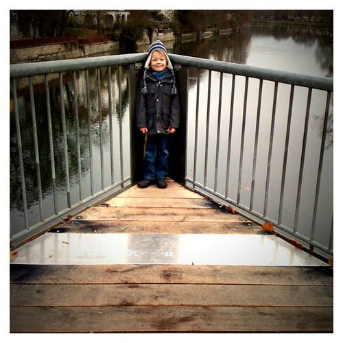 Auf der Eberhardbrücke in Tübingen